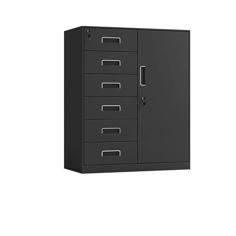 Contemporary File Cabinet Metal Frame Key Lock Lateral File Cabinet for Office Black 6 Clearhalo 'Filing Cabinets' 'filling_cabinets' 'furn' 'furn_filling_cabinets' 'Furniture' 'Office Furniture' 7343765