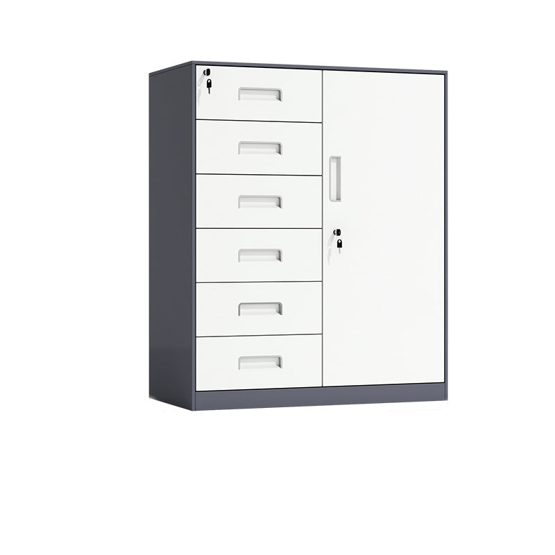 Contemporary File Cabinet Metal Frame Key Lock Lateral File Cabinet for Office Grey 6 Clearhalo 'Filing Cabinets' 'filling_cabinets' 'furn' 'furn_filling_cabinets' 'Furniture' 'Office Furniture' 7343766