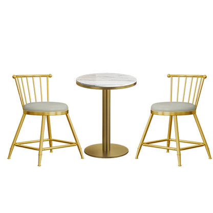 Set tavolo da bar in stile moderno Tavolo da bar rotondo in pietra da 1/3 pezzi con sgabelli imbottiti