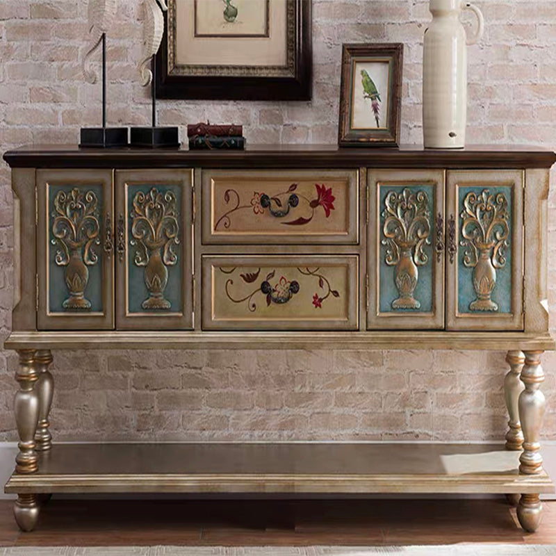 36.6" Tall Wood Accent Cabinet, Industrial Rectangle Accent Chest with Doors 59"L x 16"W x 37"H Champagne Gold Clearhalo 'Cabinets & Chests' 'cabinets_chests' 'furn' 'furn_cabinets_chests' 'Furniture' 'Living Room Furniture' 7344071