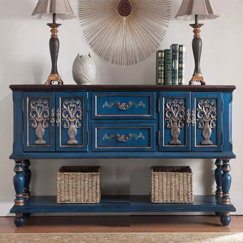 36.6" Tall Wood Accent Cabinet, Industrial Rectangle Accent Chest with Doors 59"L x 16"W x 37"H Blue Clearhalo 'Cabinets & Chests' 'cabinets_chests' 'furn' 'furn_cabinets_chests' 'Furniture' 'Living Room Furniture' 7344073