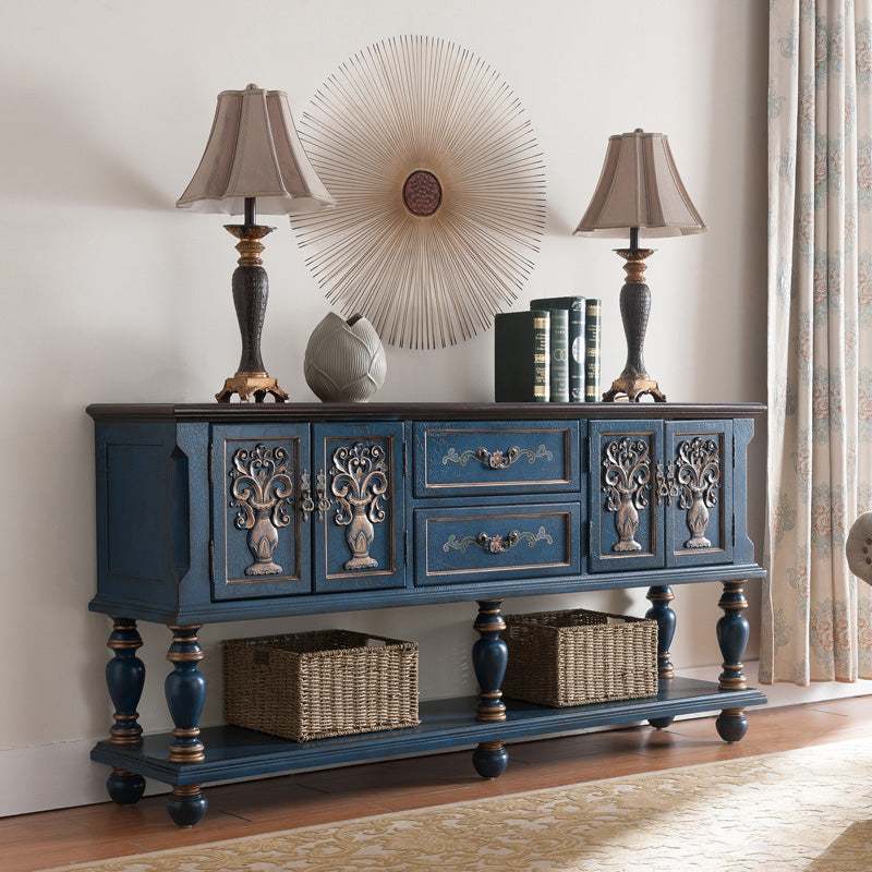 36.6" Tall Wood Accent Cabinet, Industrial Rectangle Accent Chest with Doors 71"L x 16"W x 37"H Blue Clearhalo 'Cabinets & Chests' 'cabinets_chests' 'furn' 'furn_cabinets_chests' 'Furniture' 'Living Room Furniture' 7344077