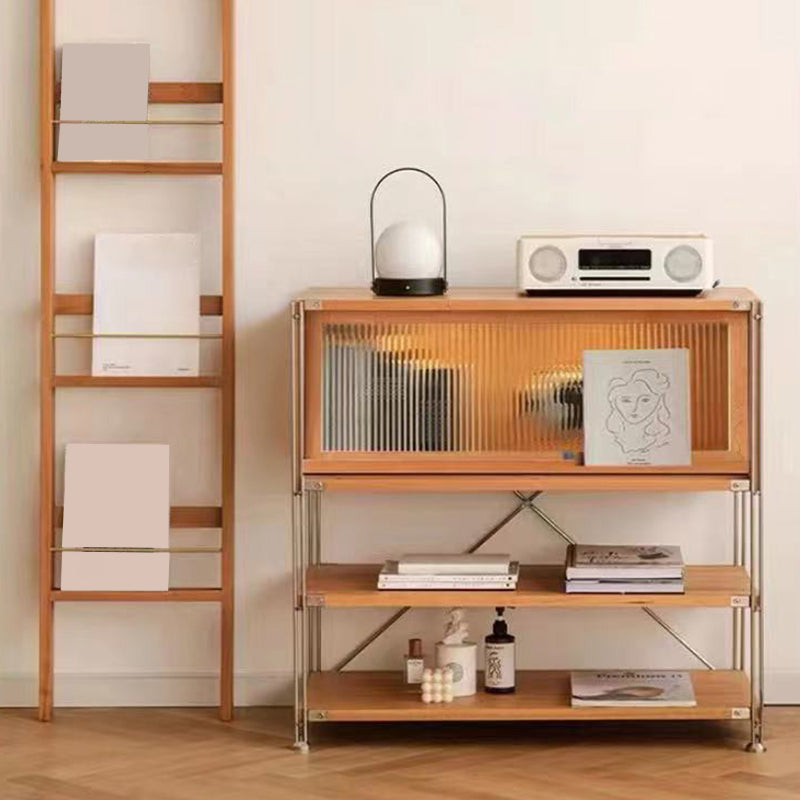 1 Door Storage Cabinet, Modern Rectangular Wooden Cabinet, 35.4"W x 16.9"L x 34.8"H Glass Clearhalo 'Cabinets & Chests' 'cabinets_chests' 'furn' 'furn_cabinets_chests' 'Furniture' 'Living Room Furniture' 7344091