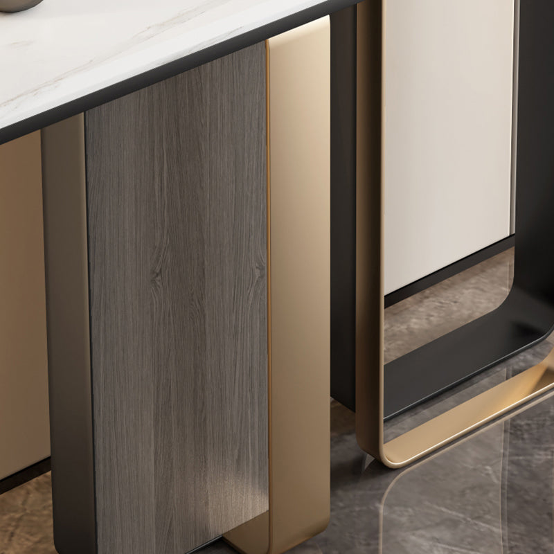 Console di pietra bianca Tavola 1 scaffale 31,5 "tavolo di accento alto per sala