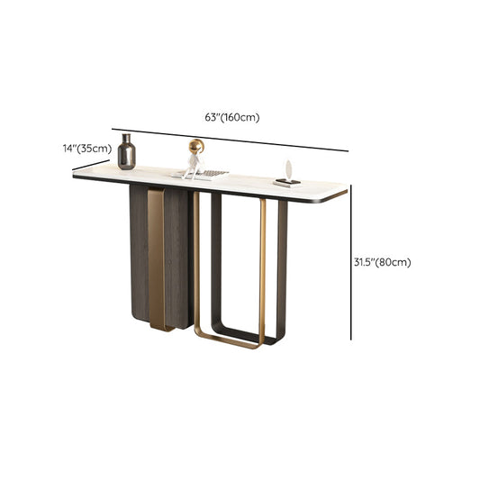 White Stone Console Table 1 Shelf 31.5" Tall Accent Table for Hall