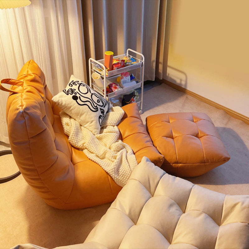 Skandinavische getuftete Single -Sofa 29,5 "W Faux Ledersofa mit Fußstütze