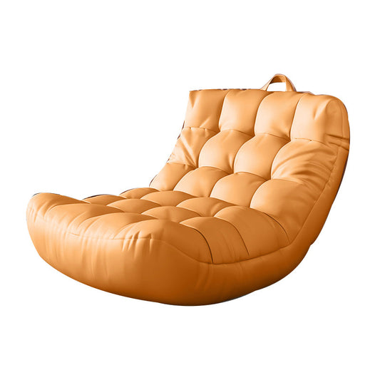 Scandinavian Tufted Single Sofa 29.5" W Faux Leather Sofa with Footrest