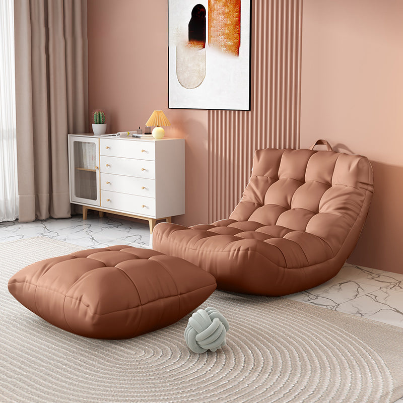 Skandinavische getuftete Single -Sofa 29,5 "W Faux Ledersofa mit Fußstütze