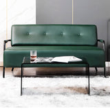 3-Seater Tufted PU Leather Sofa 57" Wide Metal Frame Seating