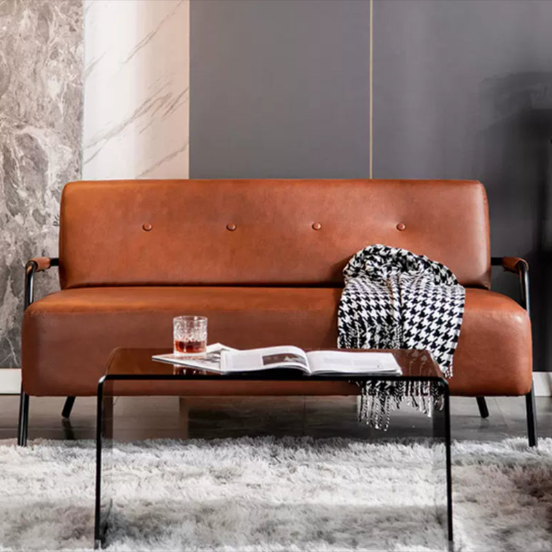 3-Seater Tufted PU Leather Sofa 57" Wide Metal Frame Seating