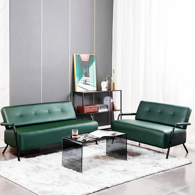 3-Seater Tufted PU Leather Sofa 57" Wide Metal Frame Seating