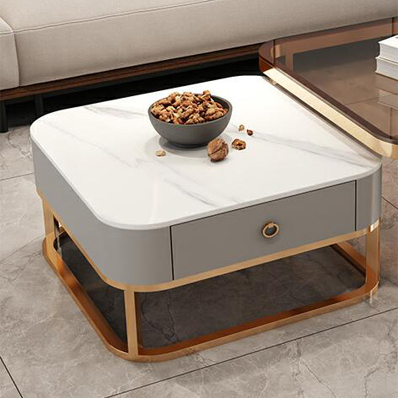Quadratischer Couchtisch mit Glasplatte, zusammensetzbarer Couchtisch für das Wohnzimmer