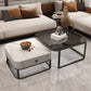 Quadratischer Couchtisch mit Glasplatte, zusammensetzbarer Couchtisch für das Wohnzimmer