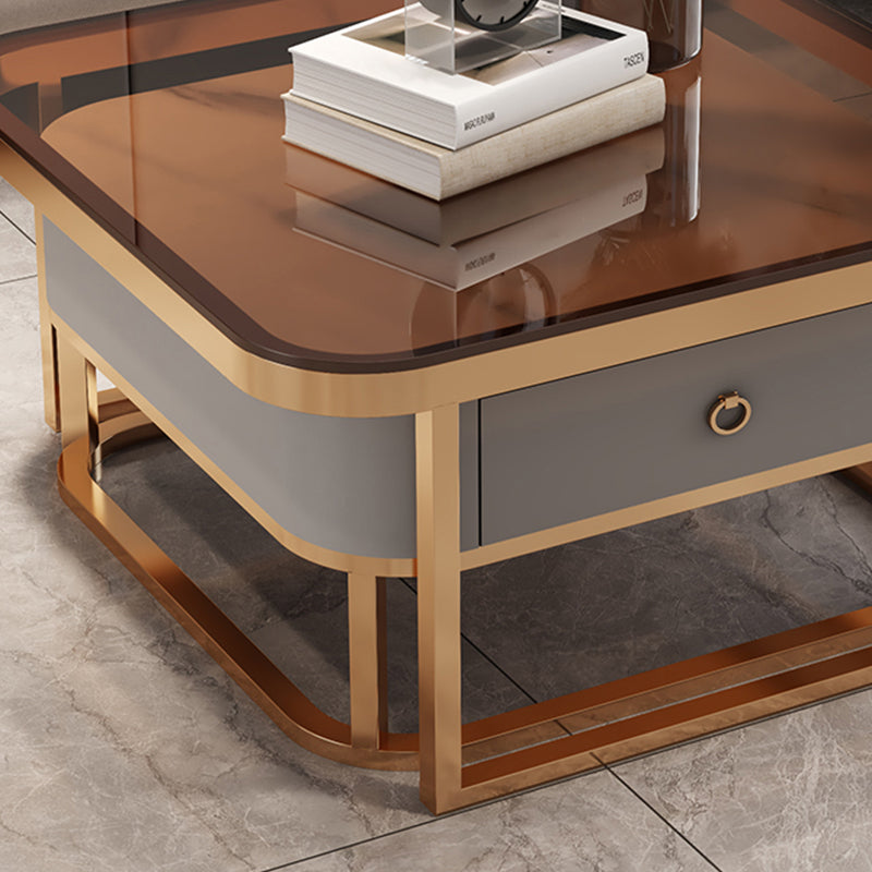 Quadratischer Couchtisch mit Glasplatte, zusammensetzbarer Couchtisch für das Wohnzimmer