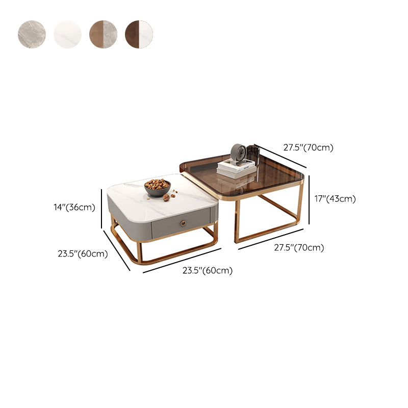 Quadratischer Couchtisch mit Glasplatte, zusammensetzbarer Couchtisch für das Wohnzimmer