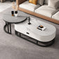 Oval Coffee Table Slate Nesting Coffee Table Set with Black Legs White Grey Drawers Included Clearhalo 'Coffee & Accent Tables' 'Coffee Tables' 'coffee_tables' 'furn' 'furn_coffee_tables' 'Furniture' 'Living Room Furniture' 7344970