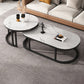 Oval Coffee Table Slate Nesting Coffee Table Set with Black Legs White Drawers Not Included Clearhalo 'Coffee & Accent Tables' 'Coffee Tables' 'coffee_tables' 'furn' 'furn_coffee_tables' 'Furniture' 'Living Room Furniture' 7344971