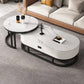 Oval Coffee Table Slate Nesting Coffee Table Set with Black Legs White Drawers Included Clearhalo 'Coffee & Accent Tables' 'Coffee Tables' 'coffee_tables' 'furn' 'furn_coffee_tables' 'Furniture' 'Living Room Furniture' 7344973