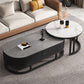Oval Coffee Table Slate Nesting Coffee Table Set with Black Legs Clearhalo 'Coffee & Accent Tables' 'Coffee Tables' 'coffee_tables' 'furn' 'furn_coffee_tables' 'Furniture' 'Living Room Furniture' 7344976