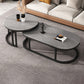 Oval Coffee Table Slate Nesting Coffee Table Set with Black Legs Gray Drawers Not Included Clearhalo 'Coffee & Accent Tables' 'Coffee Tables' 'coffee_tables' 'furn' 'furn_coffee_tables' 'Furniture' 'Living Room Furniture' 7344982