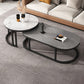 Oval Coffee Table Slate Nesting Coffee Table Set with Black Legs Grey White Drawers Not Included Clearhalo 'Coffee & Accent Tables' 'Coffee Tables' 'coffee_tables' 'furn' 'furn_coffee_tables' 'Furniture' 'Living Room Furniture' 7344984