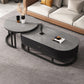 Oval Coffee Table Slate Nesting Coffee Table Set with Black Legs Gray Drawers Included Clearhalo 'Coffee & Accent Tables' 'Coffee Tables' 'coffee_tables' 'furn' 'furn_coffee_tables' 'Furniture' 'Living Room Furniture' 7344987