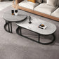 Oval Coffee Table Slate Nesting Coffee Table Set with Black Legs White Grey Drawers Not Included Clearhalo 'Coffee & Accent Tables' 'Coffee Tables' 'coffee_tables' 'furn' 'furn_coffee_tables' 'Furniture' 'Living Room Furniture' 7344989