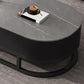 Slate Coffee Table Oval Nesting Coffee Table Set with Metal Legs