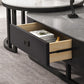 Slate Coffee Table Oval Nesting Coffee Table Set with Metal Legs