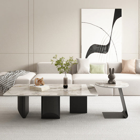 Slate Rectangular Coffee Table Metal Legs Coffee Cocktail Table Clearhalo 'Coffee & Accent Tables' 'Coffee Tables' 'coffee_tables' 'furn' 'furn_coffee_tables' 'Furniture' 'Living Room Furniture' 7345023