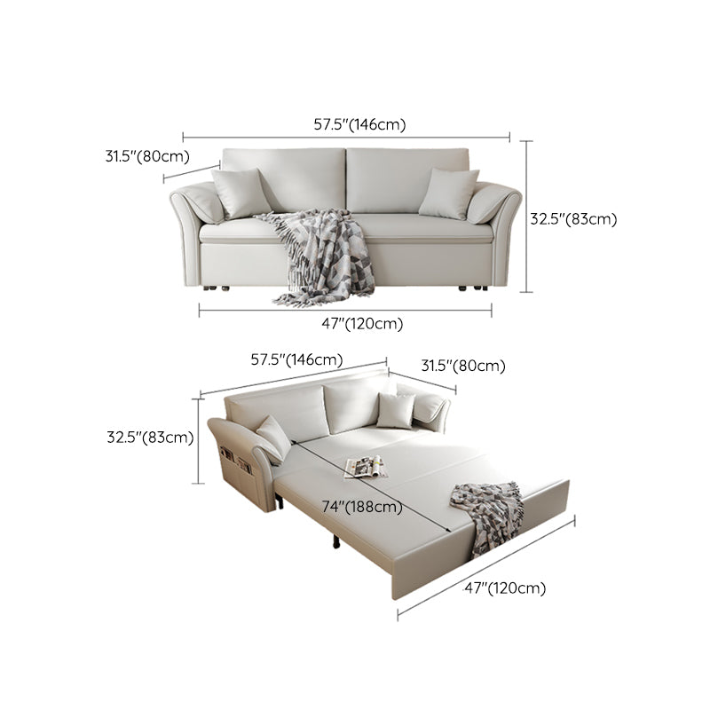 Scandinave White Futon and Mattress Arms Futon Sleeper Sanga avec rangement