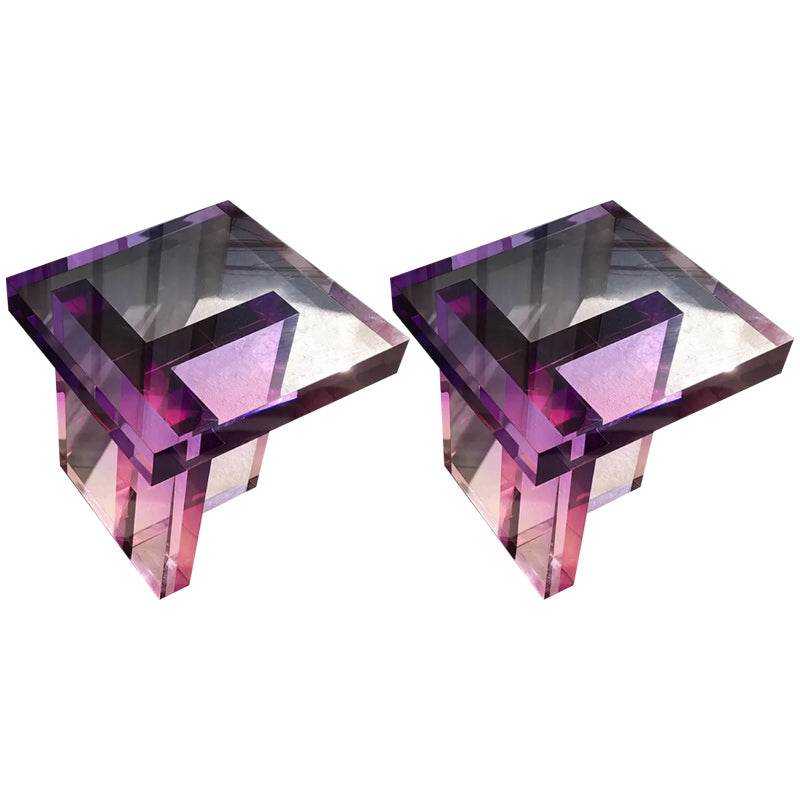15" Wide Glam Corner Table Acrylic Square Accent Side Table for Living Room Purple Pink 2 Clearhalo 'Coffee & Accent Tables' 'End & Side Tables' 'end_side_tables' 'furn' 'furn_end_side_tables' 'Furniture' 'Living Room Furniture' 7345060