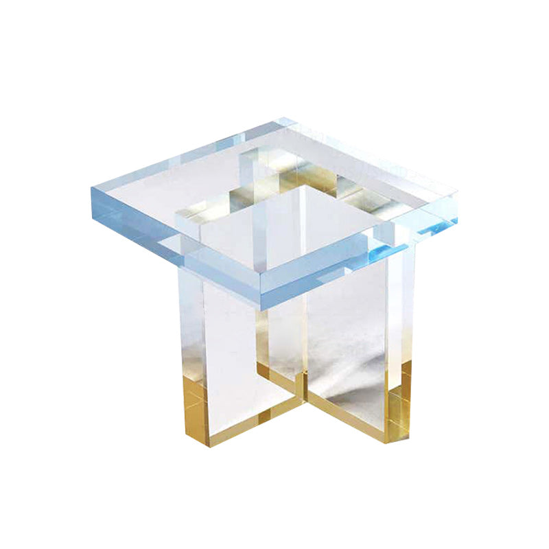 15" Wide Glam Corner Table Acrylic Square Accent Side Table for Living Room Blue Gold 1 Clearhalo 'Coffee & Accent Tables' 'End & Side Tables' 'end_side_tables' 'furn' 'furn_end_side_tables' 'Furniture' 'Living Room Furniture' 7345066