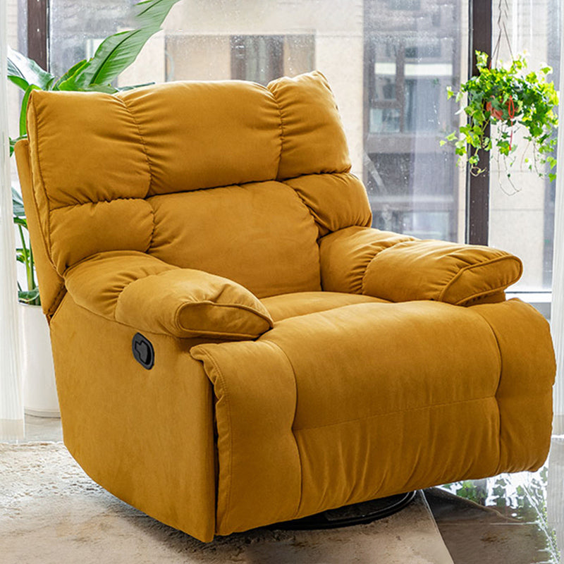 Contemporary Standard Recliner with Tufted Back in Microsuede/Chenille Yellow Clearhalo 'Chairs & Seating' 'furn' 'furn_recliners' 'Furniture' 'Living Room Furniture' 'Recliners' 7345106