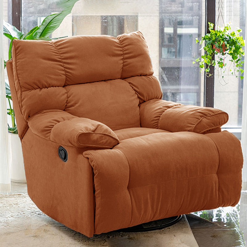 Contemporary Standard Recliner with Tufted Back in Microsuede/Chenille Orange Clearhalo 'Chairs & Seating' 'furn' 'furn_recliners' 'Furniture' 'Living Room Furniture' 'Recliners' 7345109