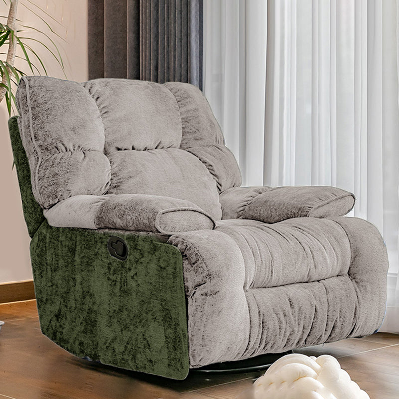 Contemporary Standard Recliner with Tufted Back in Microsuede/Chenille White Green Clearhalo 'Chairs & Seating' 'furn' 'furn_recliners' 'Furniture' 'Living Room Furniture' 'Recliners' 7345110