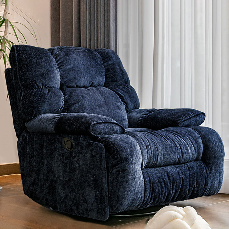Contemporary Standard Recliner with Tufted Back in Microsuede/Chenille Dark Blue Clearhalo 'Chairs & Seating' 'furn' 'furn_recliners' 'Furniture' 'Living Room Furniture' 'Recliners' 7345114