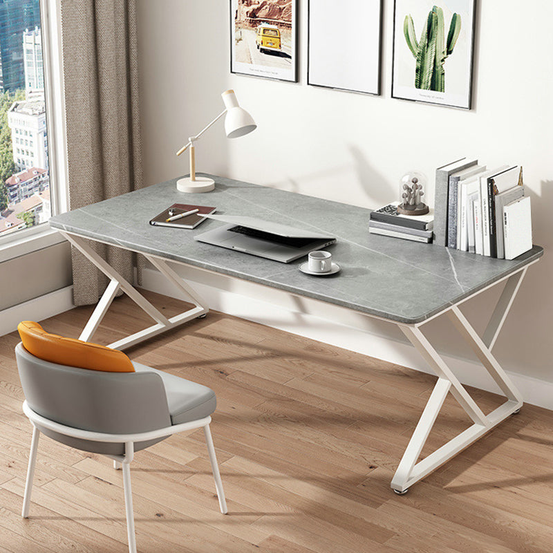 Rectangle Writing Desk Antique Finish Computer Desk with Metal Legs 70.9"L x 35.4"W x 29.5"H Clearhalo 'furn' 'furn_office_desk' 'Furniture' 'Office Desks' 'Office Furniture' 'office_desk' 7345118