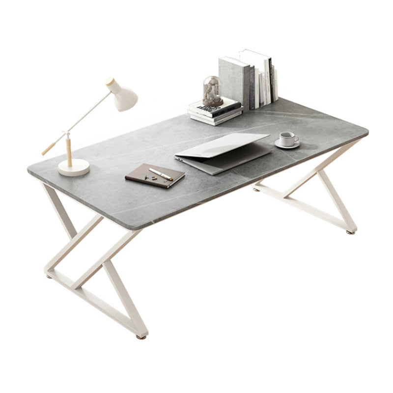 Rectangle Writing Desk Antique Finish Computer Desk with Metal Legs Clearhalo 'furn' 'furn_office_desk' 'Furniture' 'Office Desks' 'Office Furniture' 'office_desk' 7345122