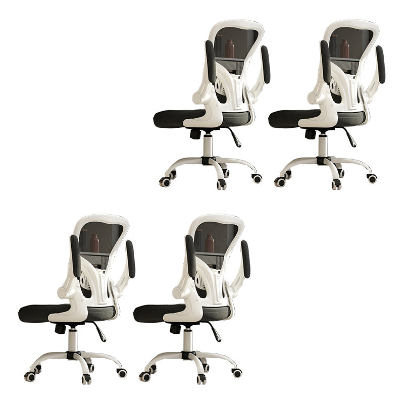 Removable Arms Chair Tilt Mechanism No Distressing Ergonomic Desk Chair with Wheels White-Black 4 Piece Set Without Headrest Clearhalo 'furn' 'furn_office_chair' 'Furniture' 'Office Chairs' 'Office Furniture' 'office_chair' 7345211