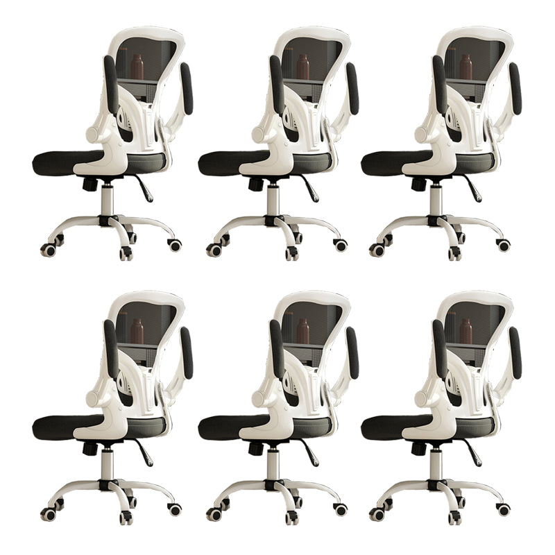 Removable Arms Chair Tilt Mechanism No Distressing Ergonomic Desk Chair with Wheels White-Black 6 Piece Set Without Headrest Clearhalo 'furn' 'furn_office_chair' 'Furniture' 'Office Chairs' 'Office Furniture' 'office_chair' 7345213