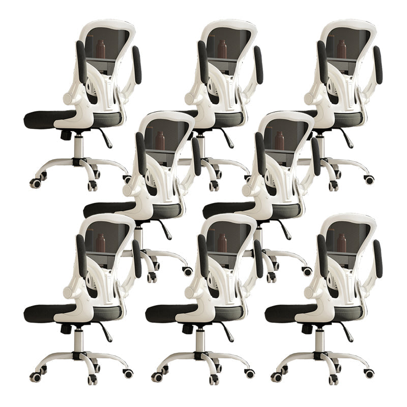 Removable Arms Chair Tilt Mechanism No Distressing Ergonomic Desk Chair with Wheels White-Black 8 Piece Set Without Headrest Clearhalo 'furn' 'furn_office_chair' 'Furniture' 'Office Chairs' 'Office Furniture' 'office_chair' 7345215