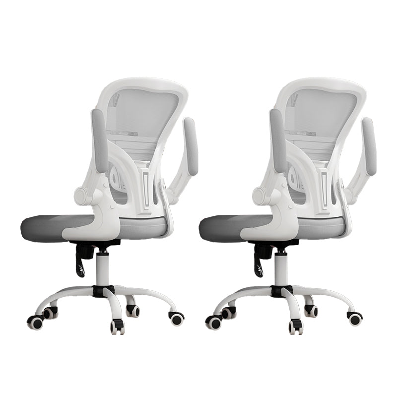 Removable Arms Chair Tilt Mechanism No Distressing Ergonomic Desk Chair with Wheels White-Gray 2 Piece Set Without Headrest Clearhalo 'furn' 'furn_office_chair' 'Furniture' 'Office Chairs' 'Office Furniture' 'office_chair' 7345220