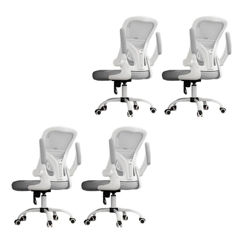 Removable Arms Chair Tilt Mechanism No Distressing Ergonomic Desk Chair with Wheels White-Gray 4 Piece Set Without Headrest Clearhalo 'furn' 'furn_office_chair' 'Furniture' 'Office Chairs' 'Office Furniture' 'office_chair' 7345222