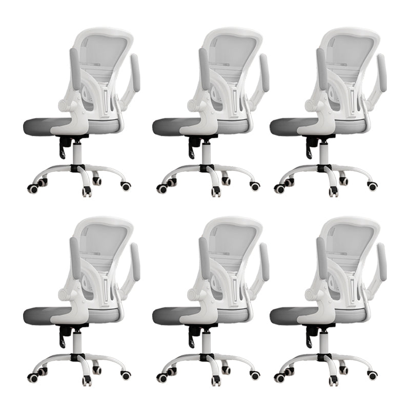 Removable Arms Chair Tilt Mechanism No Distressing Ergonomic Desk Chair with Wheels White-Gray 6 Piece Set Without Headrest Clearhalo 'furn' 'furn_office_chair' 'Furniture' 'Office Chairs' 'Office Furniture' 'office_chair' 7345224