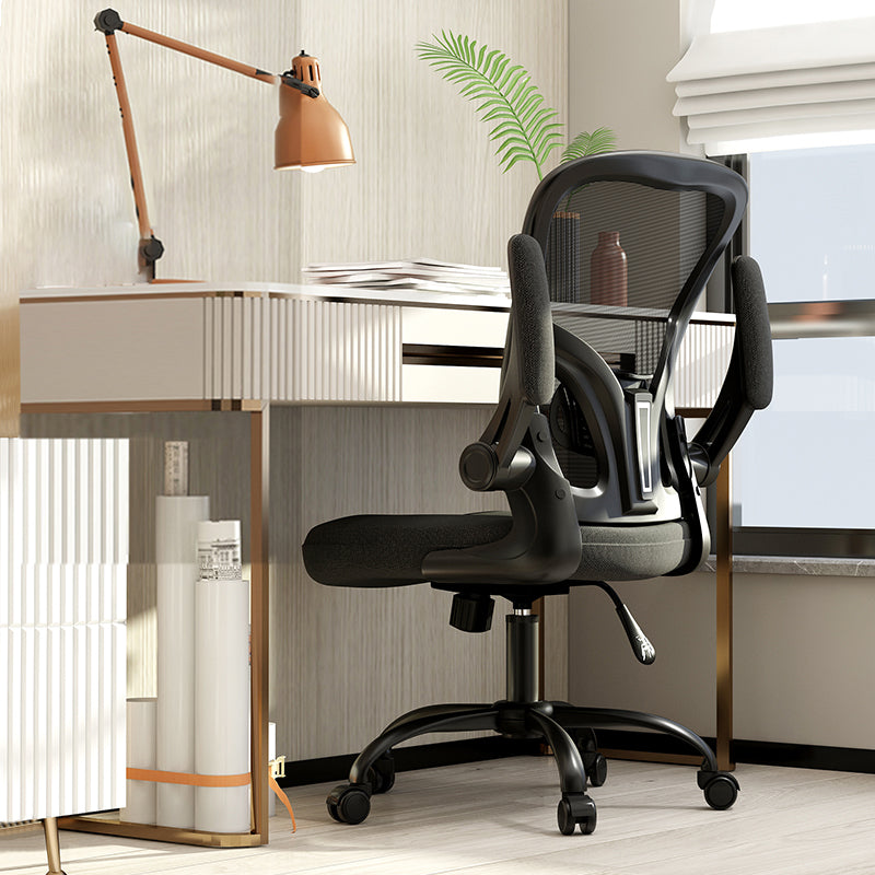 Removable Arms Chair Tilt Mechanism No Distressing Ergonomic Desk Chair with Wheels Black 1 Piece Without Headrest Clearhalo 'furn' 'furn_office_chair' 'Furniture' 'Office Chairs' 'Office Furniture' 'office_chair' 7345228