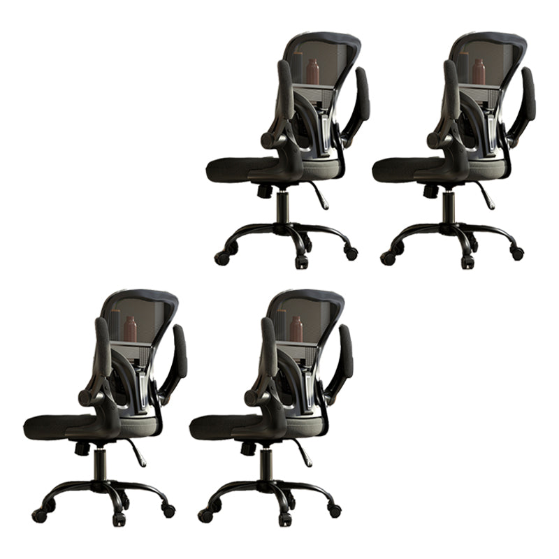 Removable Arms Chair Tilt Mechanism No Distressing Ergonomic Desk Chair with Wheels Black 4 Piece Set Without Headrest Clearhalo 'furn' 'furn_office_chair' 'Furniture' 'Office Chairs' 'Office Furniture' 'office_chair' 7345230