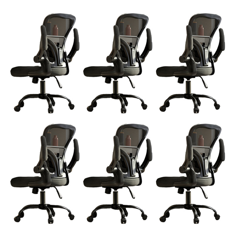 Removable Arms Chair Tilt Mechanism No Distressing Ergonomic Desk Chair with Wheels Black 6 Piece Set Without Headrest Clearhalo 'furn' 'furn_office_chair' 'Furniture' 'Office Chairs' 'Office Furniture' 'office_chair' 7345231