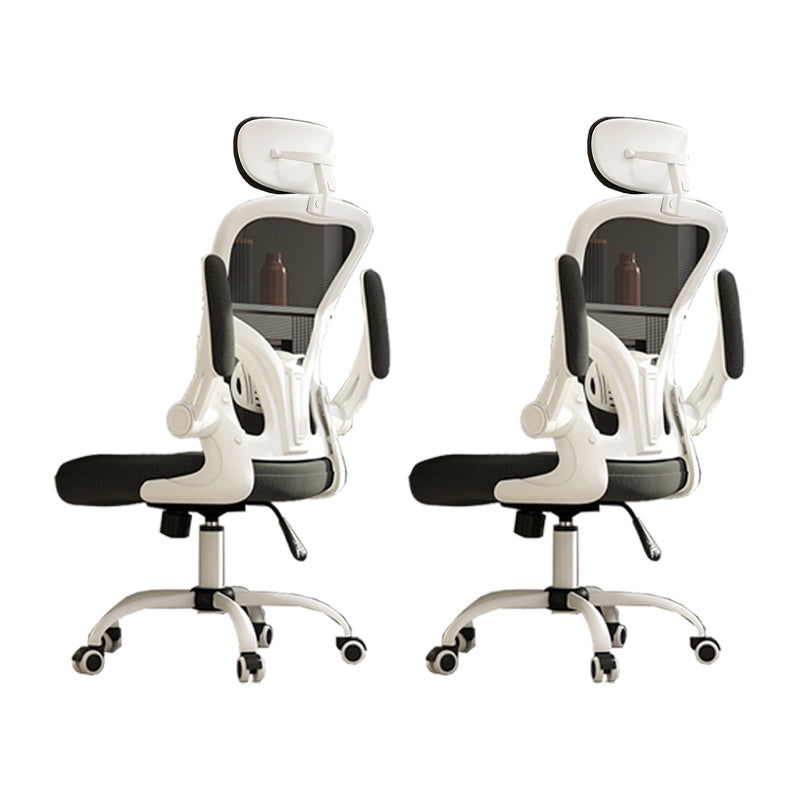 Removable Arms Chair Tilt Mechanism No Distressing Ergonomic Desk Chair with Wheels White-Black 2 Piece Set With Headrest Clearhalo 'furn' 'furn_office_chair' 'Furniture' 'Office Chairs' 'Office Furniture' 'office_chair' 7345234