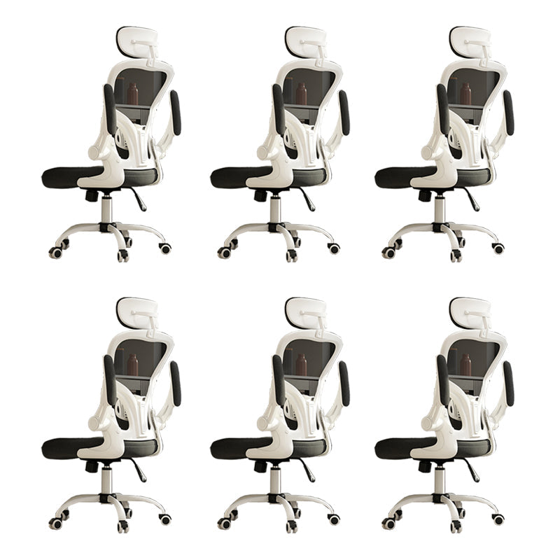 Removable Arms Chair Tilt Mechanism No Distressing Ergonomic Desk Chair with Wheels White-Black 6 Piece Set With Headrest Clearhalo 'furn' 'furn_office_chair' 'Furniture' 'Office Chairs' 'Office Furniture' 'office_chair' 7345236